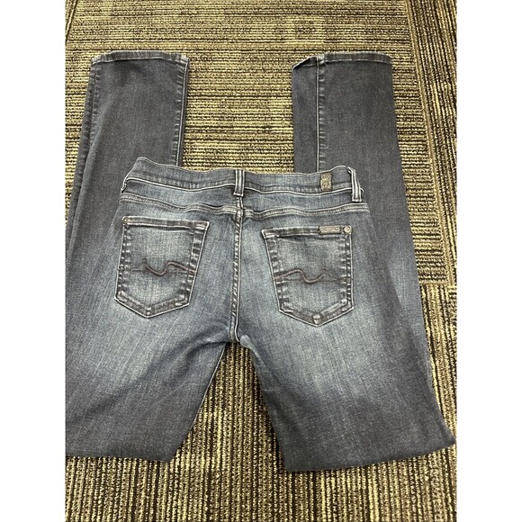 SEVEN 7 FOR ALL MANKIND Women's Straight Leg Jeans Dark Wash Low Rise Size 26x32 - Picture 4 of 9